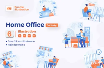 Bureau à domicile Pack d'Illustrations