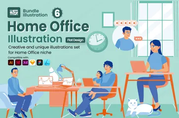 Bureau à domicile Illustration Pack