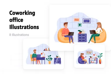 Bureau de coworking Pack d'Illustrations