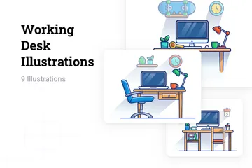 Bureau de travail Pack d'Illustrations