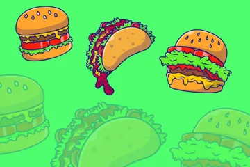 Burger And Taco Illustration Pack