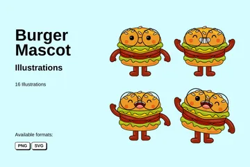 Burger-Maskottchen Illustrationspack