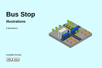 Bus Stop Illustration Pack