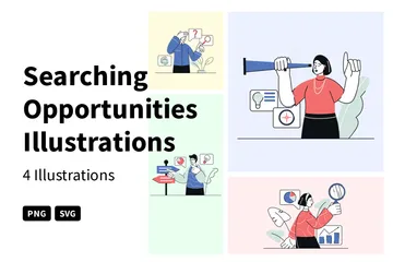 Buscando oportunidades Paquete de Ilustraciones