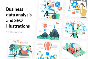 Business Data Analysis And SEO Illustration Pack