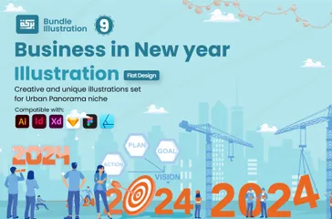 Business In New Year Illustration Pack