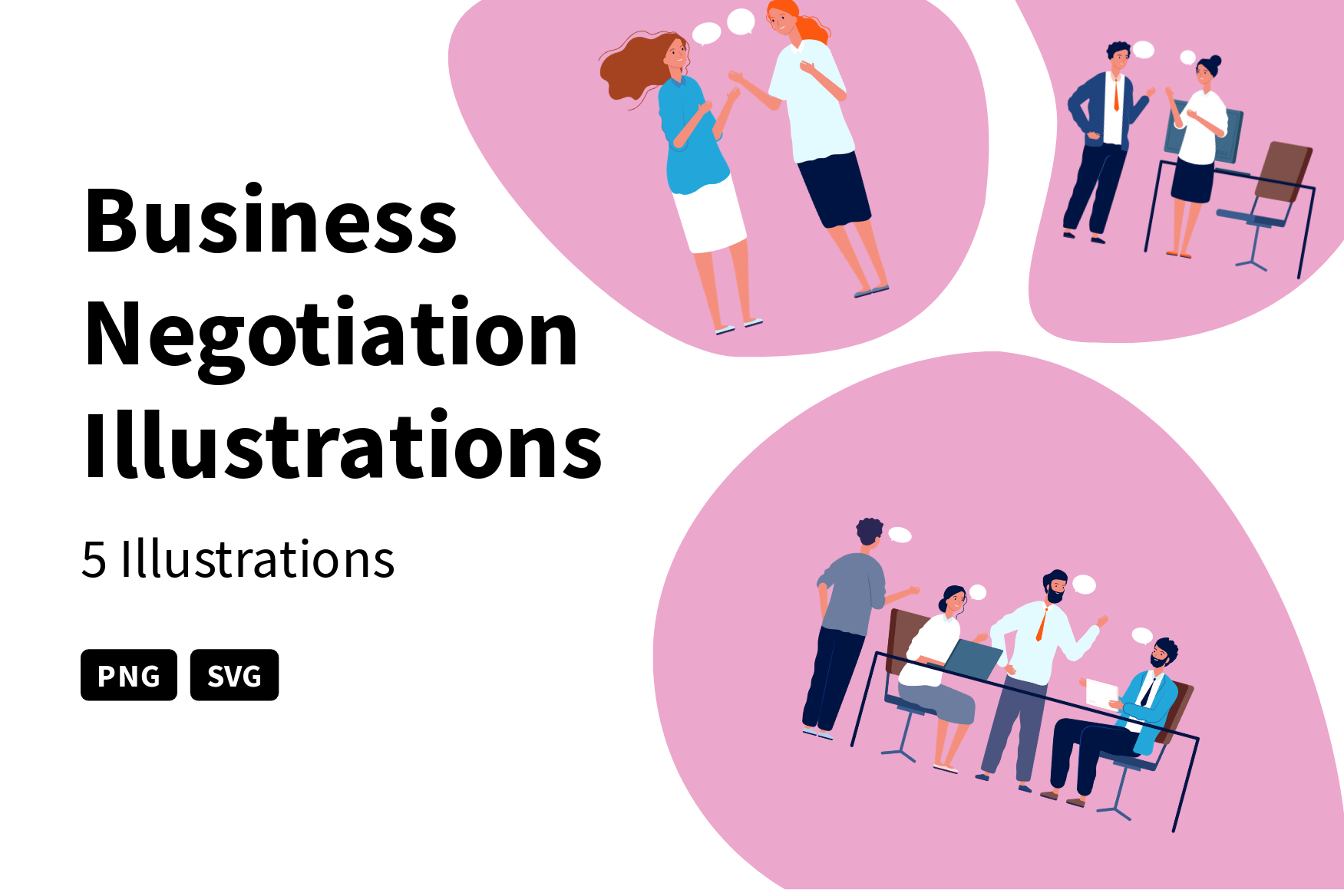 Business Negotiation Illustration Pack - 5 Business Illustrations | SVG ...