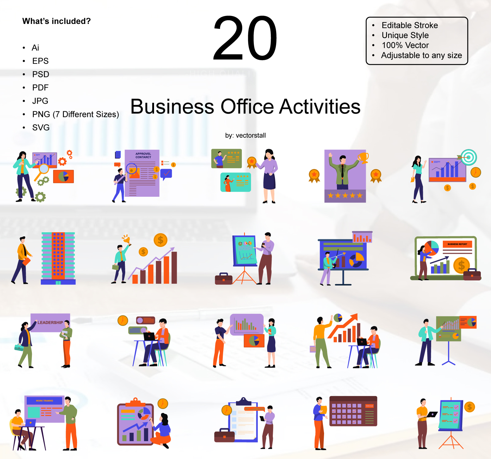 Business Office Activities Illustration Pack 20 Business