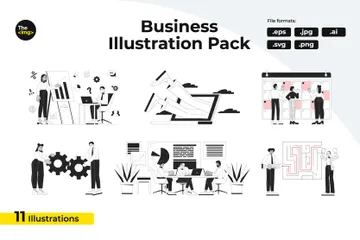 Business People Activities Black And White Illustration Pack