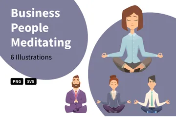 Business People Meditating Illustration Pack