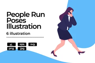 Business People Run Illustration Pack