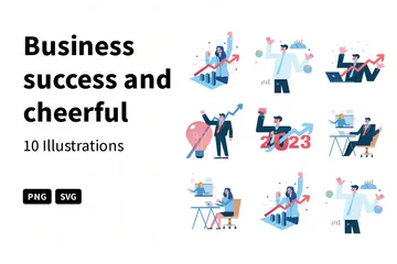 Business Success And Cheerful Illustration Pack