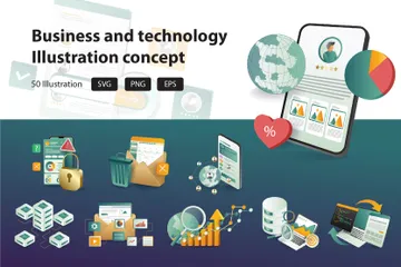 Business-Technologie Illustrationspack