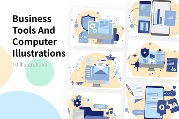 Business Tools And Computer Illustration Pack