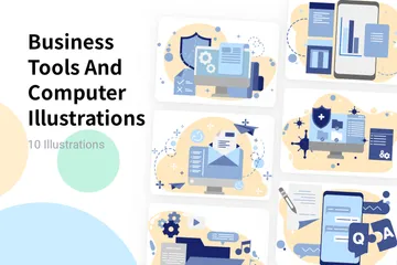 Business-Tools und Computer Illustrationspack