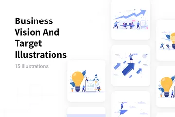 Business Vision And Target Illustration Pack