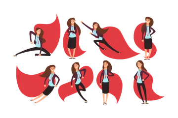 Business Woman Super Hero Illustration Pack