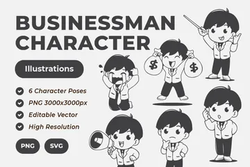 Businessman Character Illustration Pack