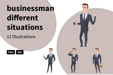 Businessman Different Situations Illustration Pack