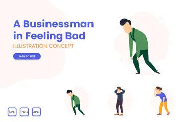 Businessman Feeling Bad Illustration Pack