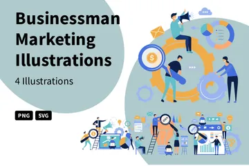 Businessman Marketing Illustration Pack