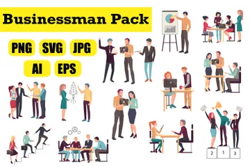 Businessman Working Illustration Pack