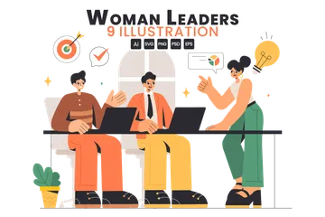 Businesswomen Leadership Illustration Pack