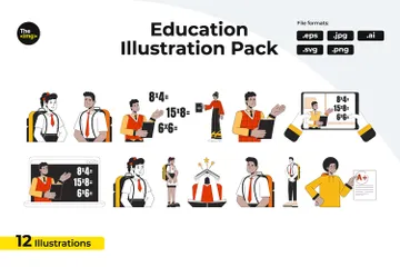 Busy Student At College Illustration Pack