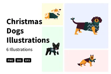 Cachorros de Natal Pacote de Ilustrações