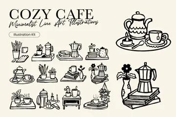 Café aconchegante Pacote de Ilustrações