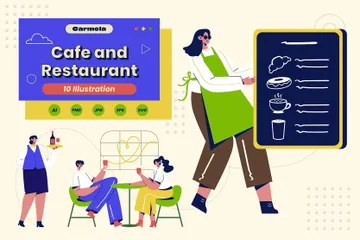 Café e restaurante Pacote de Ilustrações