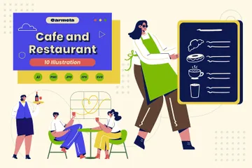 Café et restaurant Pack d'Illustrations