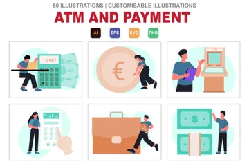 ATM e pagamento Pacote de Ilustrações