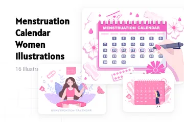 Calendário Menstrual Feminino Pacote de Ilustrações