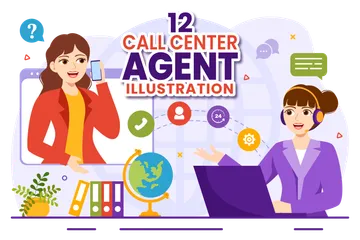 Call Center Agent Illustration Pack