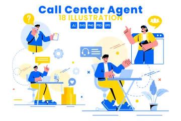 Call Center Agent Illustration Pack