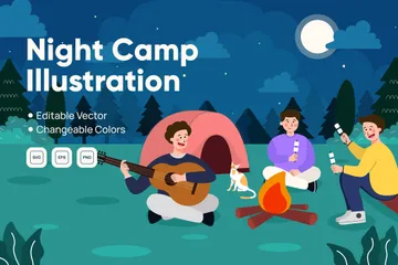 Campamento nocturno Paquete de Ilustraciones