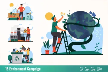 Campaña Medioambiental Paquete de Ilustraciones