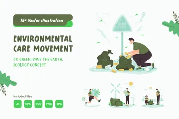 Movimiento de cuidado ambiental Paquete de Ilustraciones