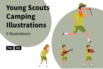 Camping des jeunes scouts Pack d'Illustrations