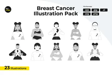 Cancer du sein Pack d'Illustrations