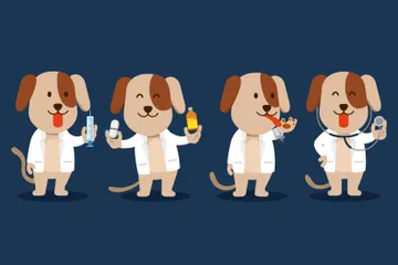 Cachorro como médico de animais de estimação Illustration Pack