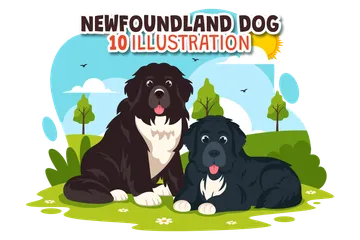 Cão da Terra Nova Pacote de Ilustrações