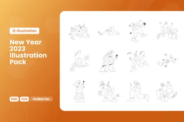 Gente di celebrazione del nuovo anno Illustration Pack