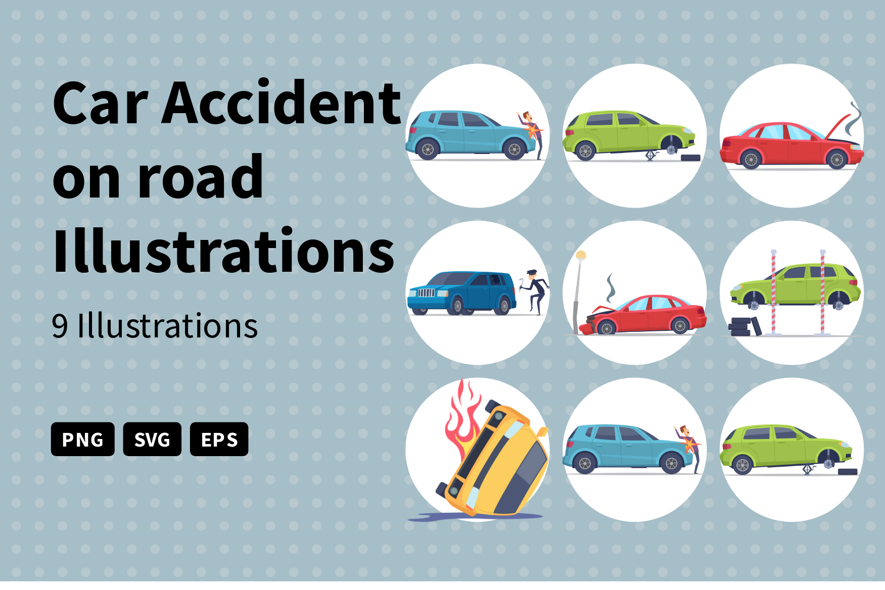 Premium Car Accident On Road Illustration pack from Vehicle Illustrations