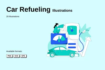 Car Refueling Illustration Pack