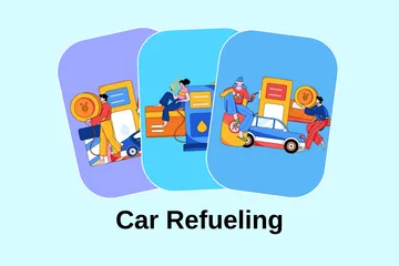 Car Refueling Illustration Pack