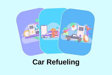 Car Refueling Illustration Pack