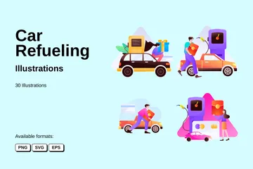 Car Refueling Illustration Pack