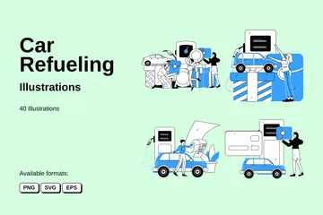 Car Refueling Illustration Pack